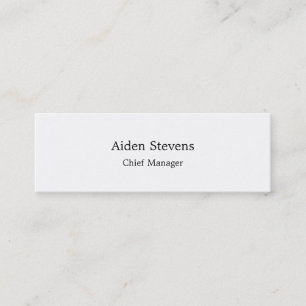 Stylish Simple Plain White Minimalist Mini Business Card