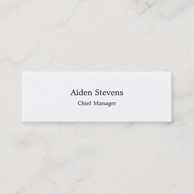 Stylish Simple Plain White Minimalist Mini Business Card (Front)