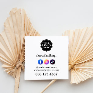 Stylish & Simple Social Media QR Code Square Business Card