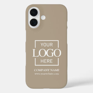 Stylish Simple Taupe Business Company Logo Apple iPhone 16 Case
