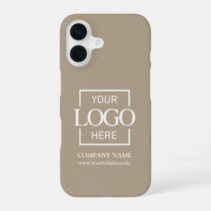 Stylish Simple Taupe Business Company Logo Apple iPhone 16 Case