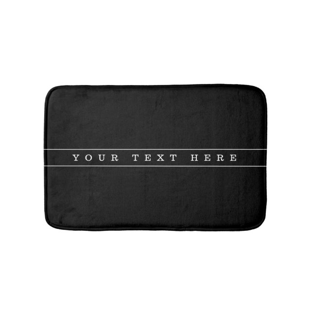 Stylish Simple Text & Thin Stripes Bath Mat (Front)