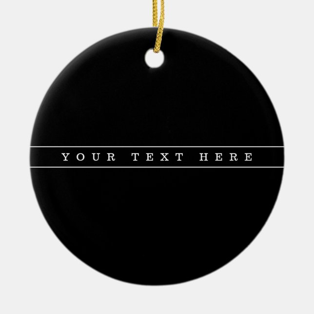 Stylish Simple Text & Thin Stripes Ceramic Tree Decoration (Front)