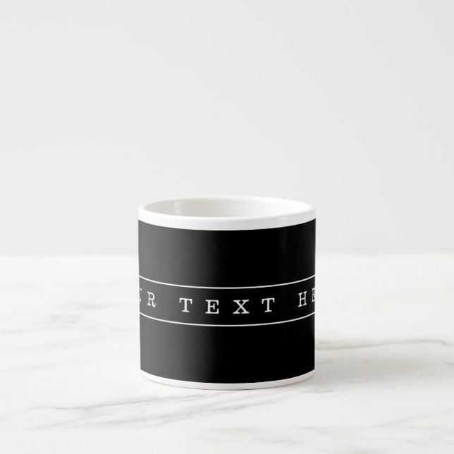 Stylish Simple Text & Thin Stripes Espresso Cup (Front)