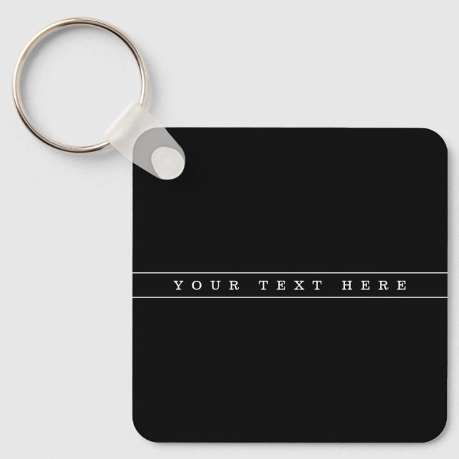 Stylish Simple Text & Thin Stripes Key Ring (Front)