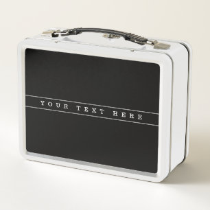 Stylish Simple Text & Thin Stripes Metal Lunch Box