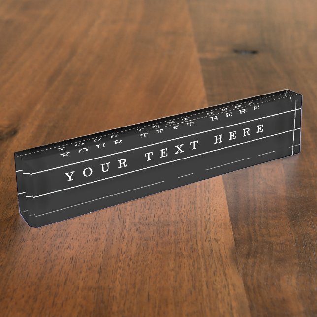 Stylish Simple Text & Thin Stripes Nameplate (Side)