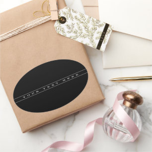 Stylish Simple Text & Thin Stripes Oval Sticker