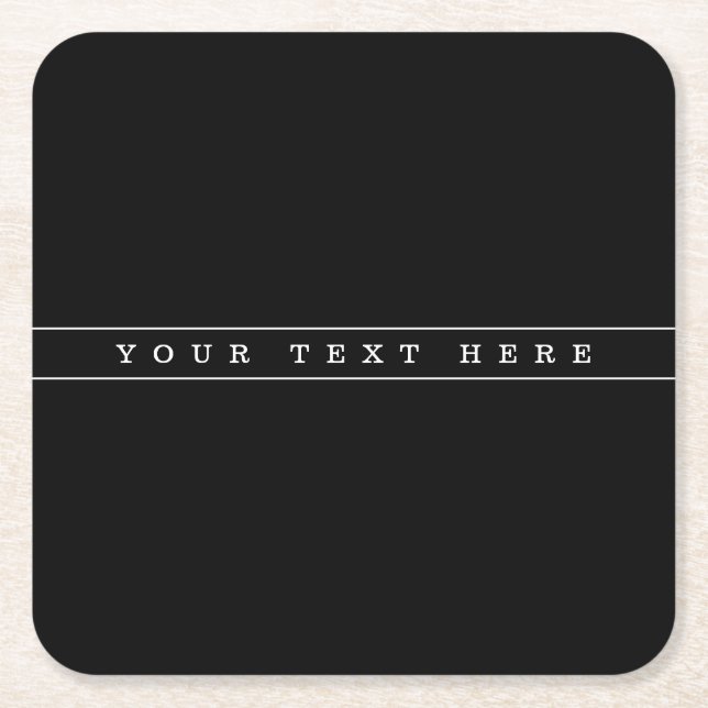 Stylish Simple Text & Thin Stripes Square Paper Coaster (Front)