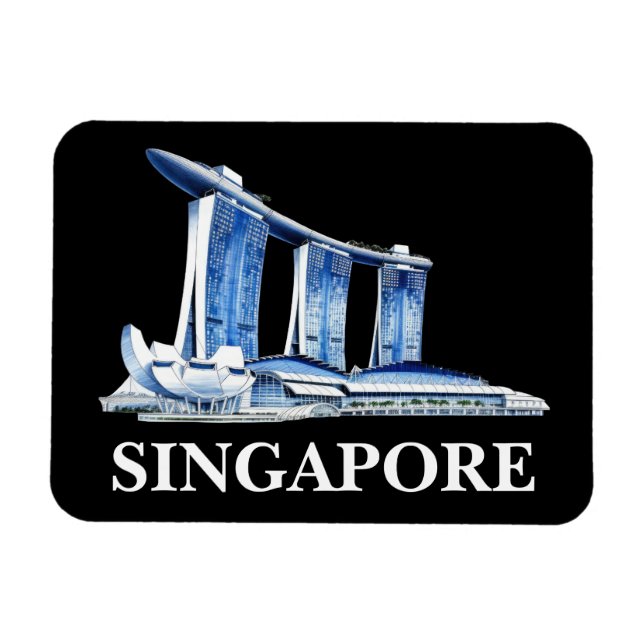 Stylish Singapore Skyline Travel Magnet (Horizontal)
