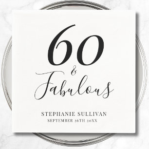 Stylish Sixty And Fabulous 60th Birthday Party Napkin