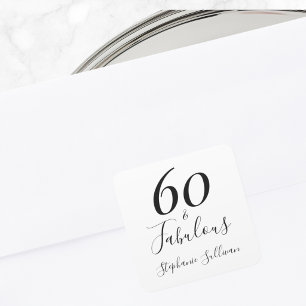 Stylish Sixty and Fabulous 60th Birthday Square Sticker