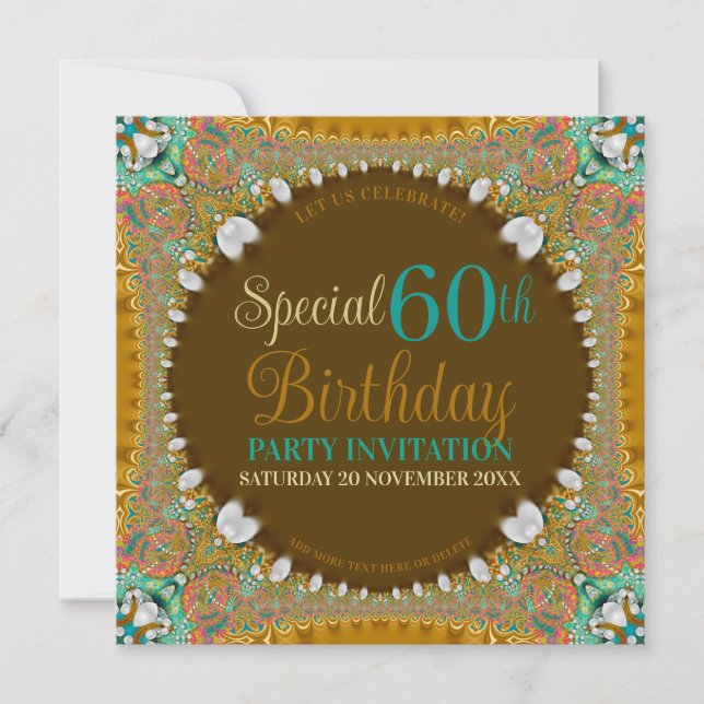 Stylish Sixty Bohemian Adult Birthday Party   Invitation (Front)