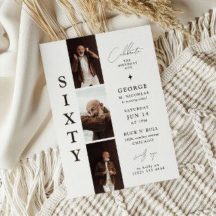 Stylish SIXTY Photo Strip 60th Birthday  Invitation