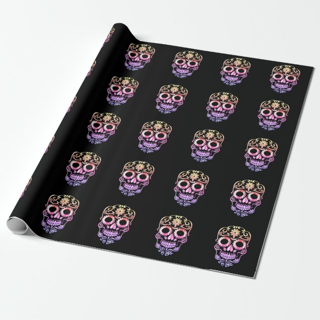 Stylish skull wrapping paper (Unrolled)