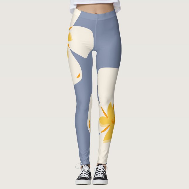 Stylish Slate Grey Orchid Leggings (Front)
