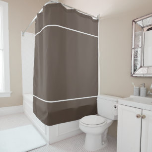Stylish Sleek White Edge Stripes On Modern Brown Shower Curtain