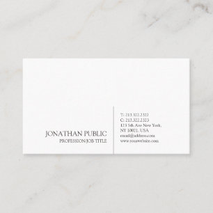 Stylish Sleek White Professional Modern Plain Business Card
