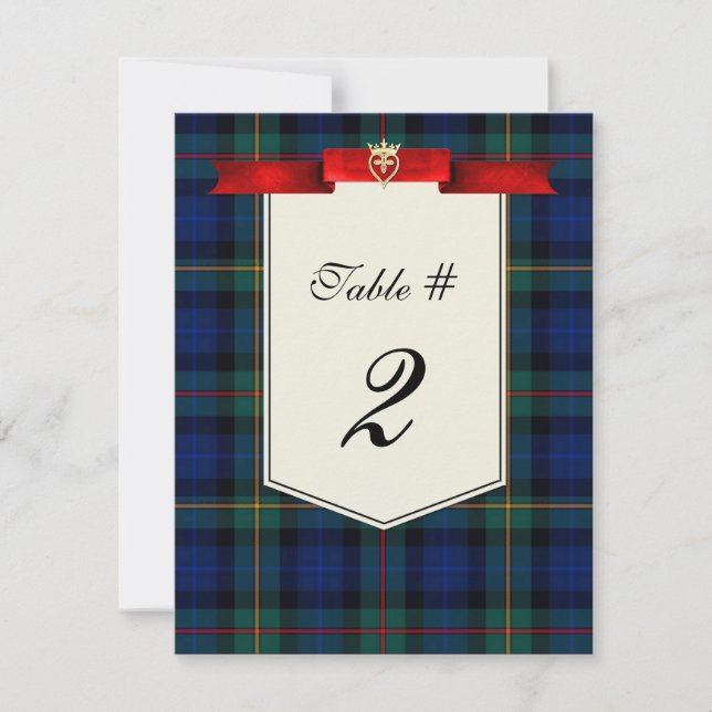 Stylish Smith Tartan Plaid Wedding Table Number (Front)