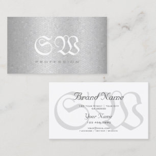 Stylish Snake Pattern Light Silver Colours Monogra Business Card