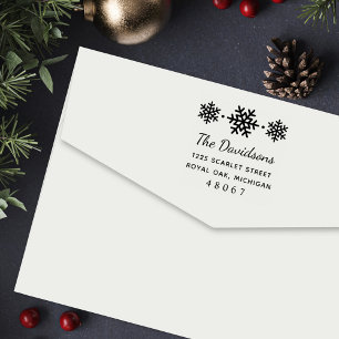 Stylish Snowflake Trio Return Address Self-inking Stamp