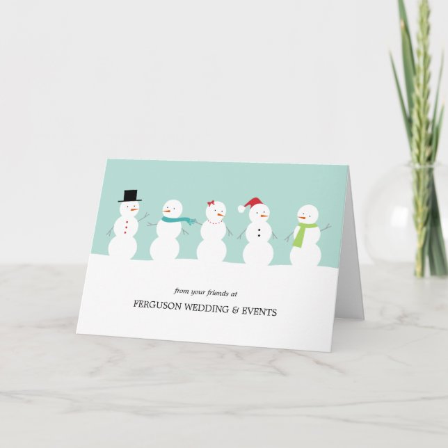 Stylish Snowmen Business/Corporate Holiday Card (Front)