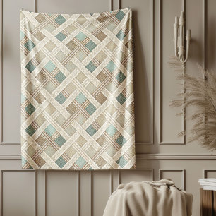 Stylish Soft Neutral Geometric Comfort ivory brown Fleece Blanket