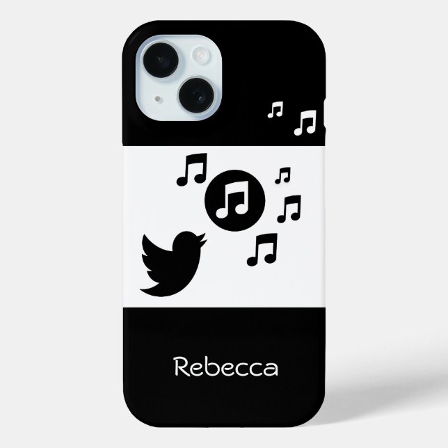 Stylish Songbird Black and White Case-Mate iPhone Case (Back)