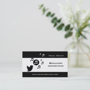 Stylish Songbird Black and White Personalised Business Card