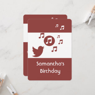 Stylish Songbird music note Birthday Party Invitation