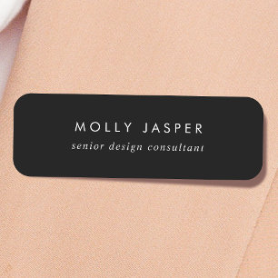 Stylish Sophisticated Modern Minimal Simple Black Name Tag