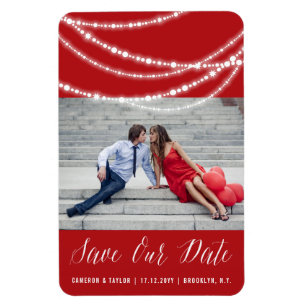 Stylish Sparkling Lights Chic Photo Save The Date Magnet
