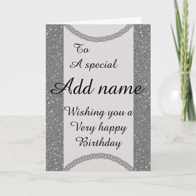 Stylish special add name Birthday card (Front)