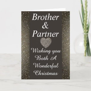 Stylish special brother & partner Christmas card
