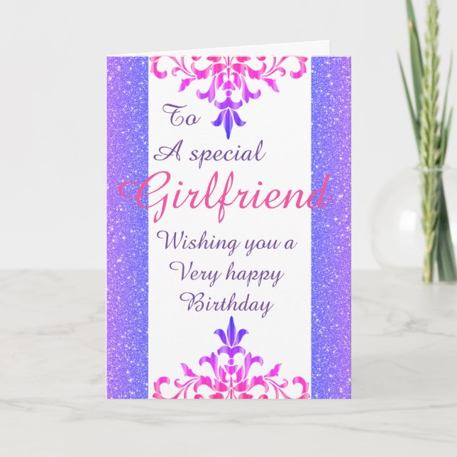 Stylish special girlfriend  Birthday card (Front)
