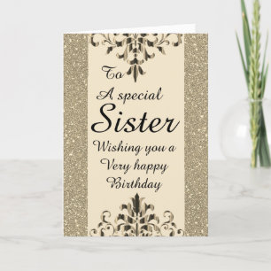 Stylish special sister Birthday card