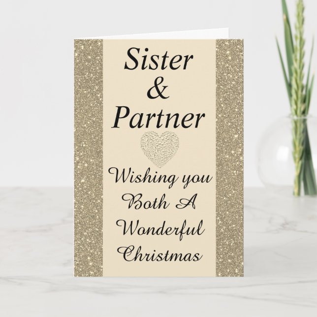 Stylish special sister & partner Christmas card (Front)