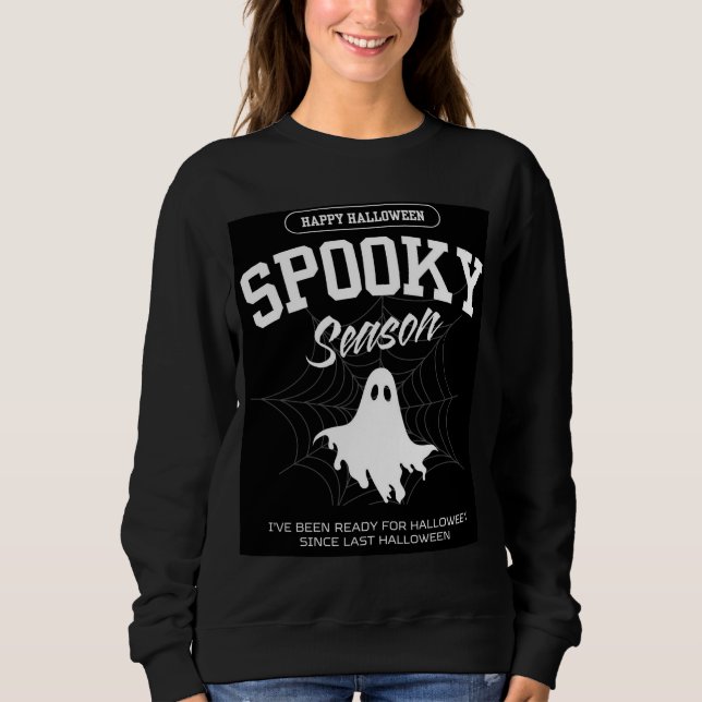 Stylish Spooky Ghost Halloween Women Sweatshirt  (Front)