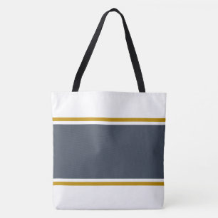 Stylish Sporty Grey Brown Racing Stripes On White Tote Bag