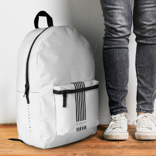 Stylish Sporty Minimalist Neutral Black Stripes Printed Backpack