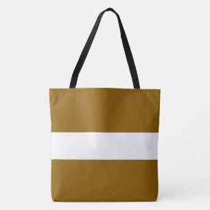 Stylish Sporty Wide Golden Brown White Stripes Tote Bag