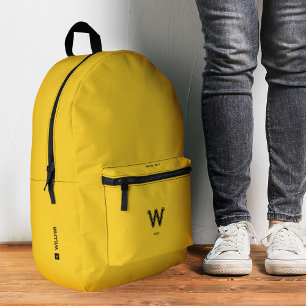Stylish Sporty Yellow School Monogram  Printed Backpack
