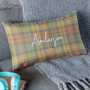 Stylish Spring Color Mix Plaid Lumbar Cushion