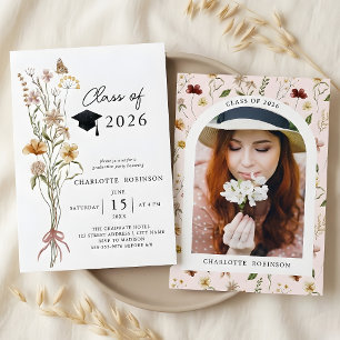 Stylish Spring Wildflower 2026 Graduation Party Invitation