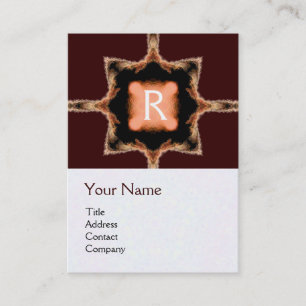 STYLISH SQUARE MONOGRAM red brown white, Business Card