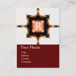 STYLISH SQUARE MONOGRAM red brown white, Business Card