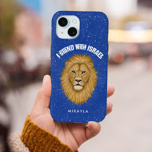Stylish Stand With Israel . Lion of Judah   Blue  iPhone 15 Case