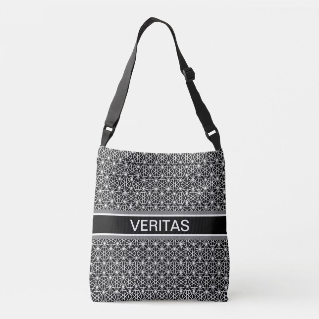 Stylish Star Pattern & Belt in Black & White Crossbody Bag (Back)