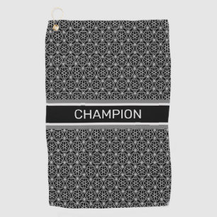 Stylish Star Pattern in Black & Light Silver Grey Golf Towel