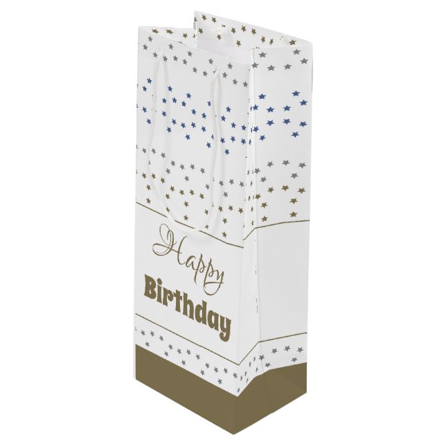 Stylish Star Patterned Paper Birthday Gift Bag (Front Angled)